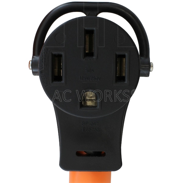 Ac Works 25ft RV/ EV/ Generator 50A 125/250V NEMA 14-50 Power Cord With Handles - 1450PR-025
