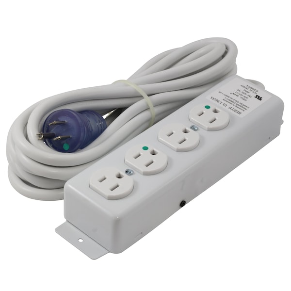 Ac Works 15FT 15A 14/3 Medical/ Hospital Grade Power Strip with 4 Outlets - MD203-15