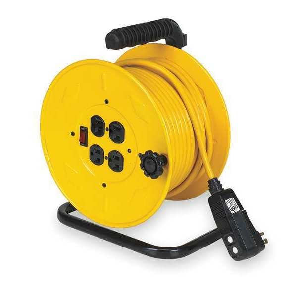 Lumapro 80 ft. 14/3 Extension Cord Reel 10 Amps 4 Outlets 120VAC Voltage - 2YKR7