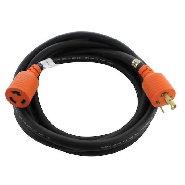 Ac Works SOOW; Cold Weather Extension Cord, 12 AWG, Indoor/Outdoor, 12/3, 1 Outlets, Black, Rubber, L5-20P - L520PR-010