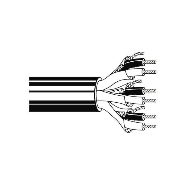 Belden Multi-Conductor Cable, 20 AWG, 6 C, Black, PVC, Stranded, 350V AC - 9883 0101000