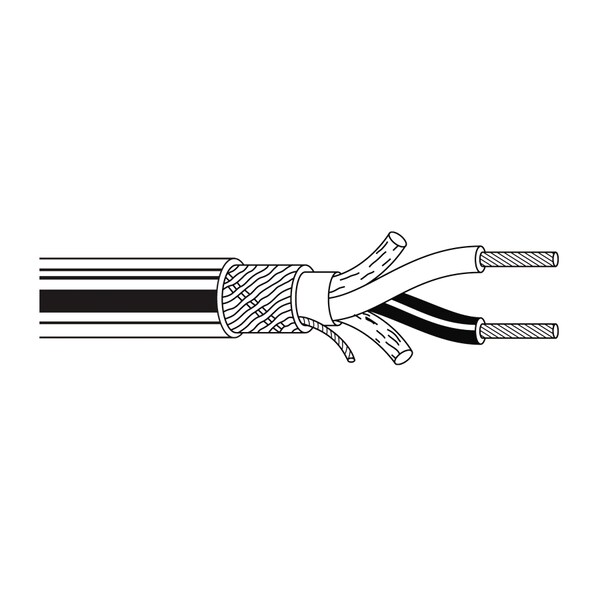 Belden Multi-Conductor Cable, 24 AWG, 2 C, Black, PVC, Stranded, 300V AC, Indoor - 1800F B591000