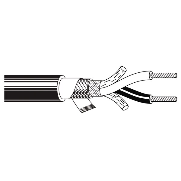 Belden Multi-Conductor Cable, 18 AWG, 2 C, Black, CPE, Stranded, 600V AC, Indoor - 8428 0101000