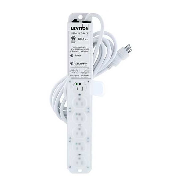 Leviton Outlet Strip, 15 A, 15 ft Cord L, 6 Outlets - 53C6M-1N5