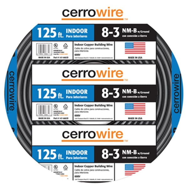 Marmon Home Improvement Prod Marmon Home Improvement 147-4003D 125 ft. 8 By 3 Non-Metallic Sheathed Cable With Ground - MA576696