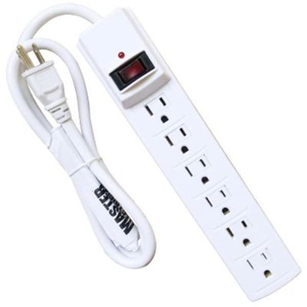 Lightluz 6-Outlet 510 Joules Surge Protector, White - LI3856661