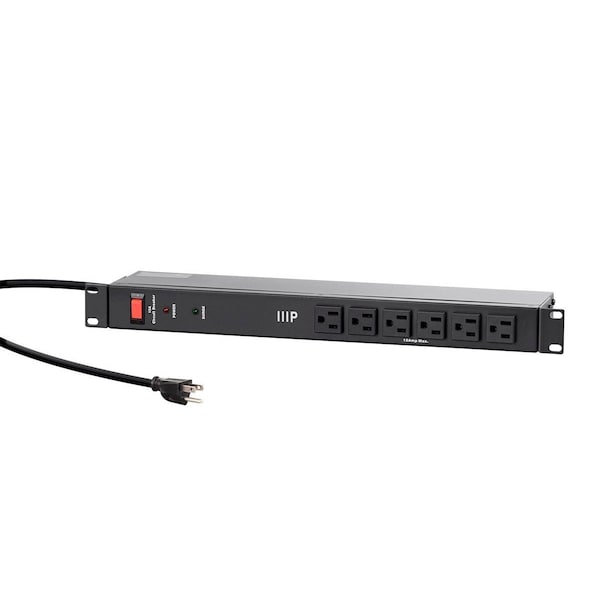 Monoprice 14 Outlet Metal 1U Rackmount PDU Power Distribution Unit Surge Protector  6ft Cord  1050 Joules - 40002