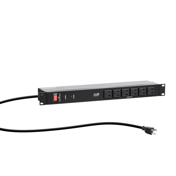 Monoprice 14 Outlet Metal 1U Rackmount PDU Power Distribution Unit Surge Protector  6ft Cord  1050 Joules - 40002