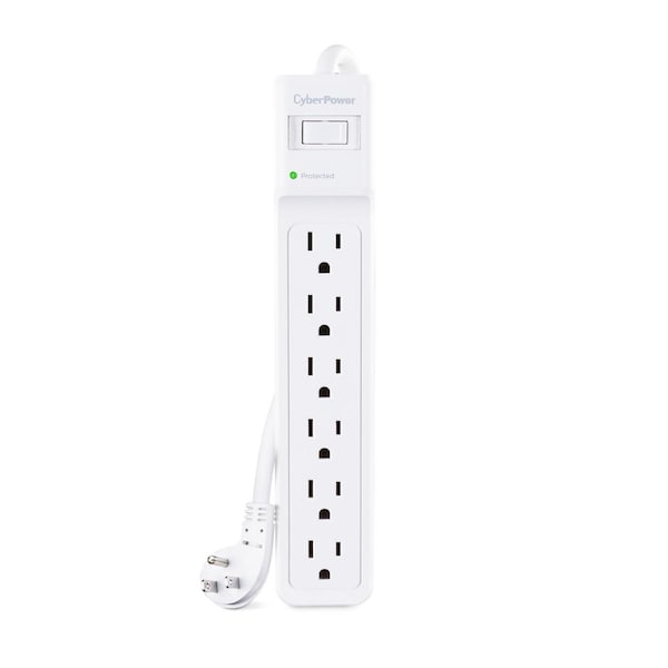 Cb Distributing 1500 Joules 6-Outlet Surge Protector with 15 ft. Cord, White - ST3768534