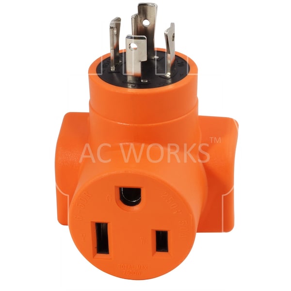 Ac Works 30A 4-Prong L14-30P Generator Plug to 6-50R 50A 250V Welder Adapter - WDL1430650
