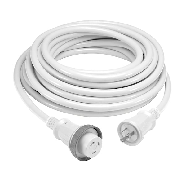 Hubbell Wiring Device-Kellems Locking Devices, Twist-Lock®, Marine Grade, Ship to Shore Cableset, 30A 125V, 2-Pole 3-Wire Grounding, L5-30, White, LED Indicators - HBL61CM03WLED