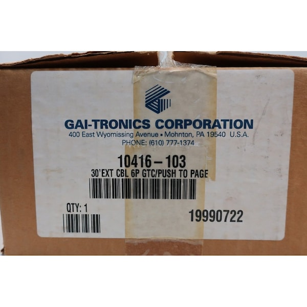 Gai-Tronics Extension Cord, 10 AWG, Outdoor, 10/3, Black, 30 ft - 10416-103