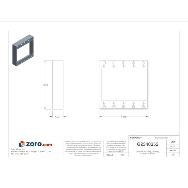 Bell Outdoor Extension Box, 2 Gangs, Aluminum - 5407-0