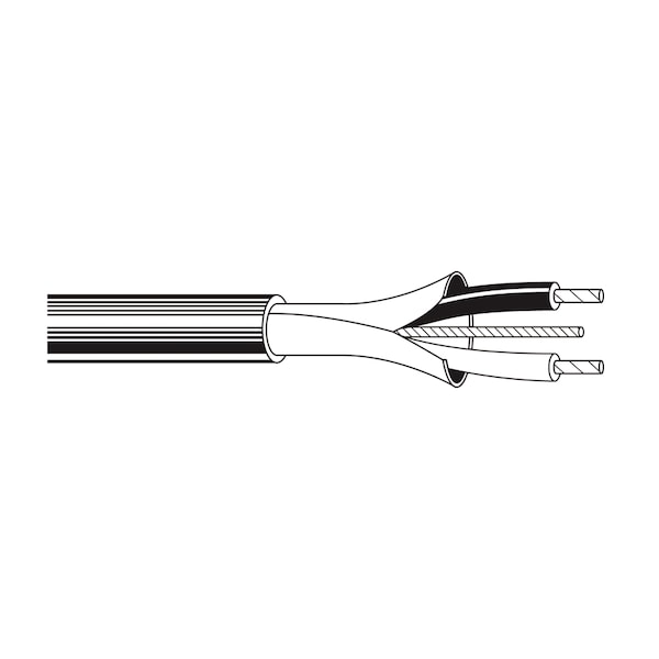 Belden Multi-Conductor Cable, 22 AWG, 2 C, Black, PVC, Stranded, 300V AC, Indoor - 1503A 010U1000