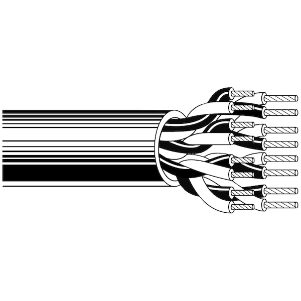 Belden Multi-Conductor Cable, 22 AWG, 30 C, Chrome, PVC, Stranded, 150V AC - 8749 0601000