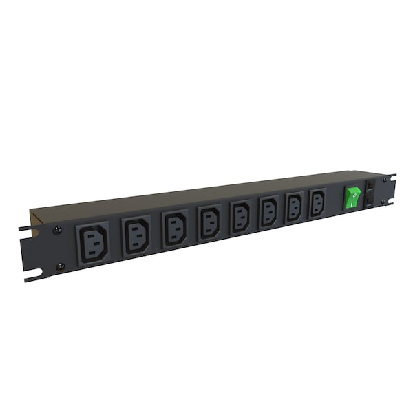 Hammond 19 in. IEC PBAR, 8 REC FR, Double PL - 1582H8E1BKDP