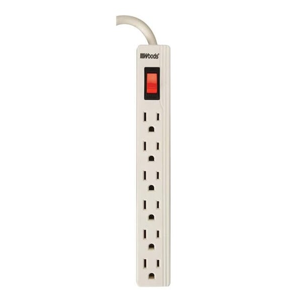 Woods Woods 3835204 2 ft. Power Strip; White - 6 Outlets - 3835204