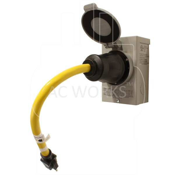 Ac Works Transfer Switch/Temp Power 15A Plug to CS6364 2 hots bridged 50A Female - TES515-018