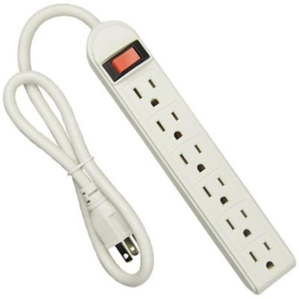Lightluz 6-Outlet Power Strip, White, 2PK - LI3864766