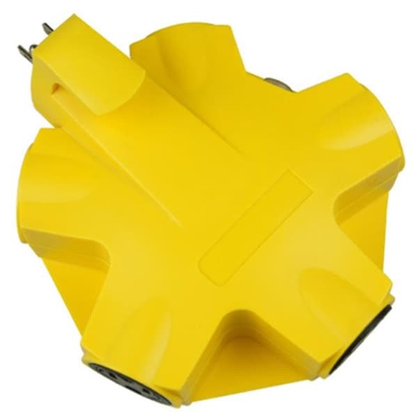 Master Electronics Master Electrician CT-043 Yellow 5 Outlet Indoor Rated Adapter - 201671