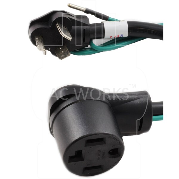Ac Works 3-Prong 30A Dryer Plug to 4-Prong Dryer Female Connector Adapter - S10301430-018