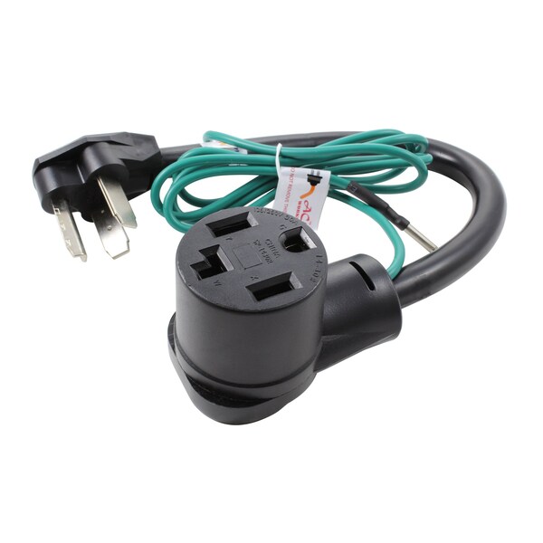 Ac Works 3-Prong 30A Dryer Plug to 4-Prong Dryer Female Connector Adapter - S10301430-018