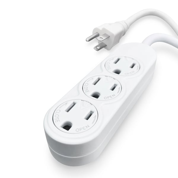 Snow Joe Extension Cord, 14 AWG, Indoor, 14/3, 3 Outlets, 6 ft - PJ3STR06-143-WHT