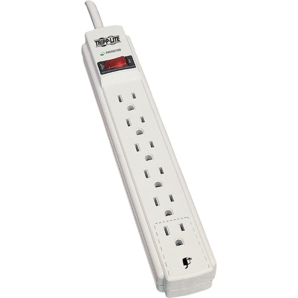 Tripp Lite Surge Protector, 6 Outlet, 790 Joules, 15' Cord, White - TRPTLP615