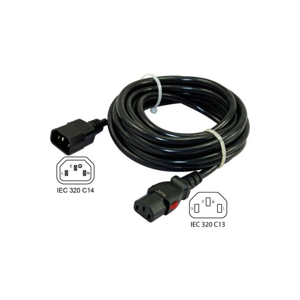 Conntek Conntek C14LC13-098, 10-Amp, IEC C14 to Locking IEC C13 With Push Lock, 8-Feet - C14LC13-098