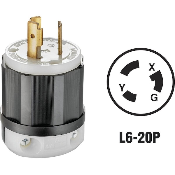 Leviton 20A 250V 3-Wire 2-Pole Industrial Grade Locking Cord Plug - 121-02321-0PB