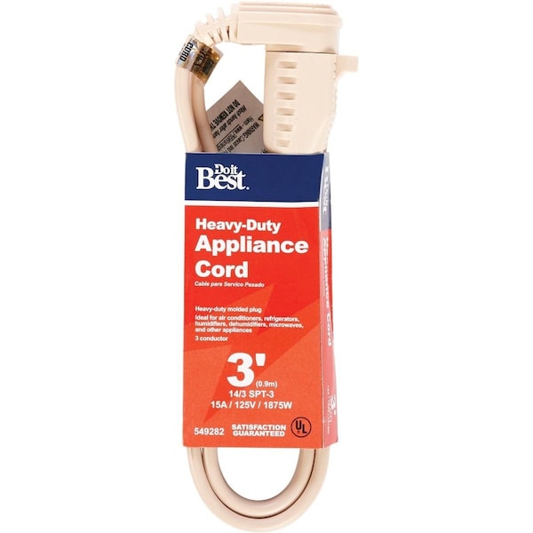 All-Source 3 Ft. 14/3 15A Heavy-Duty Appliance Cord - AC-PT3143-3-BG