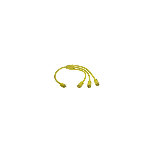 Woodhead SOOW; Molded W-Splice Locking Extension Cord, 12 AWG, 12/3, 3 Outlets, L5-15P, 3 ft - 2447-W