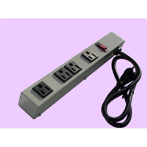 E-Dustry e-dustry EPS-1043G 12 in. 4 Outlet Metal Power Strip - EPS-1043G