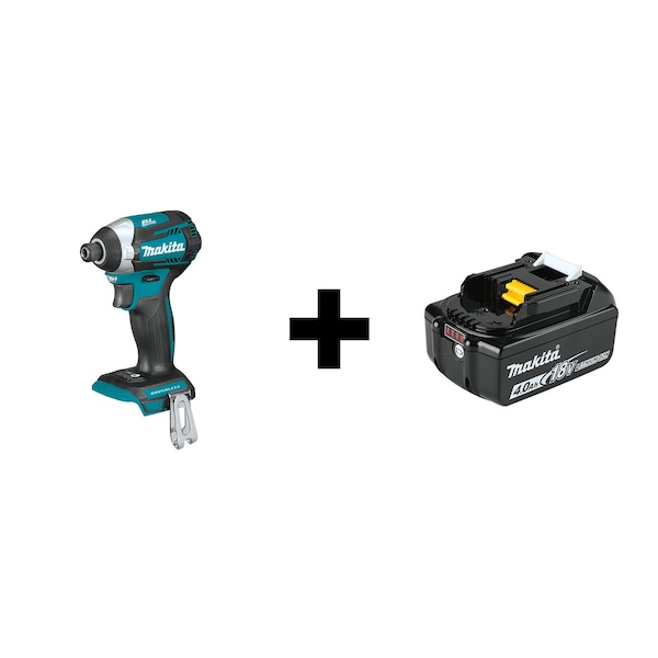 Makita Impact Driver, 18V, w/Battery - XDT14Z + BL1840B