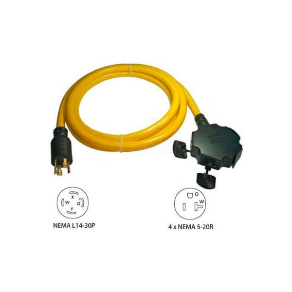 Conntek Conntek, 20610-010 10', 30A, Generator Power Cord with NEMA L14-30P to 5-15/20R*4 - 20610-010