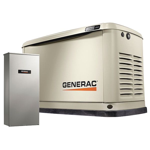 Generac Automatic Standby Generator, Natural Gas/Propane, Single Phase, 10kW LP/9kW NG, Air Cooled - 7172