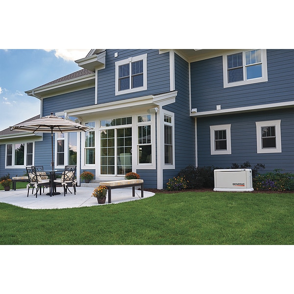 Generac Automatic Standby Generator, Natural Gas/Propane, Single Phase, 10kW LP/9kW NG, Air Cooled - 7172