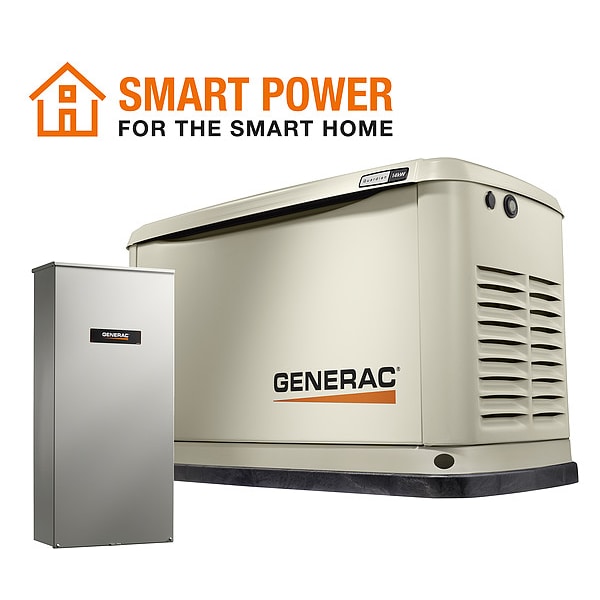 Generac Standby Generator, Natural Gas/Propane, Single Phase, 14kW, Air Cooled - 7224