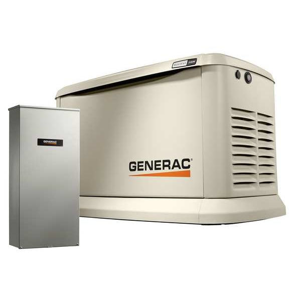 Generac Standby Generator, Natural Gas/Propane, Single Phase, 24kW LP/21kW NG, Air Cooled - 7210