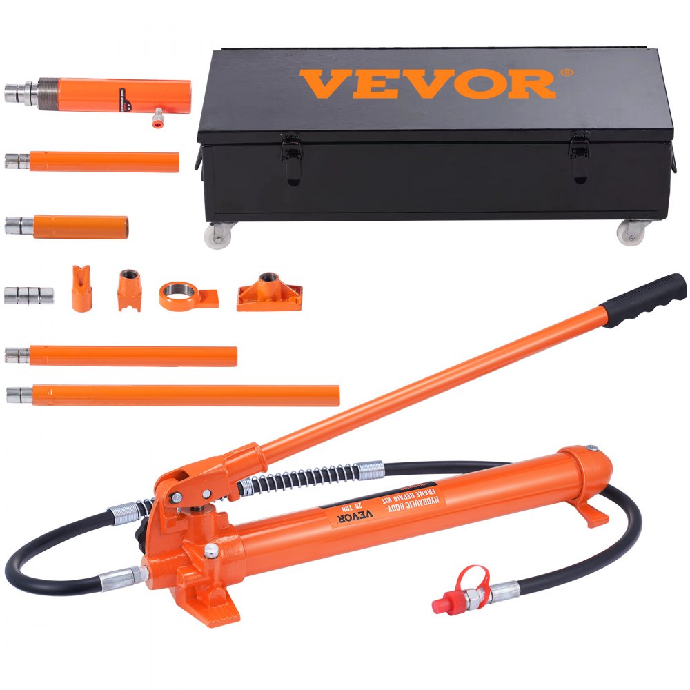VEVOR 20 Ton Porta Power Kit, Portable Hydraulic Jack with 4.6 ft/1.4 m Oil Hose, Car Frame Repair Tool with Storage Case for Automotive, Heavy Equipment, Mechanic (44000 LBS) - FLDTJHSD20TPUKYSUV0