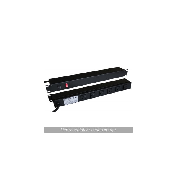 Hammond 15A 8 Outlet Strip w/ switch, 15 ft. shielded cord, Outlets Rear, Black - 1583H8B1BKV
