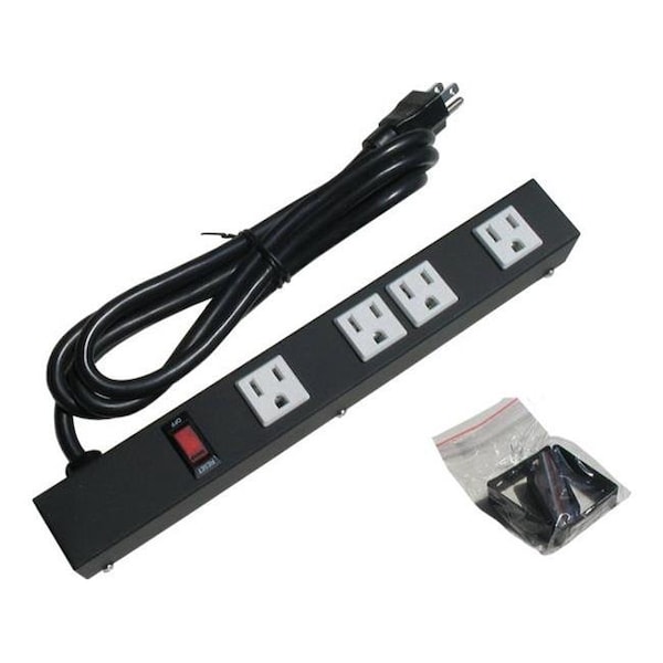 E-Dustry e-dustry EPS-1046 12 in. 4 Outlet Metal Power Strip - EPS-1046