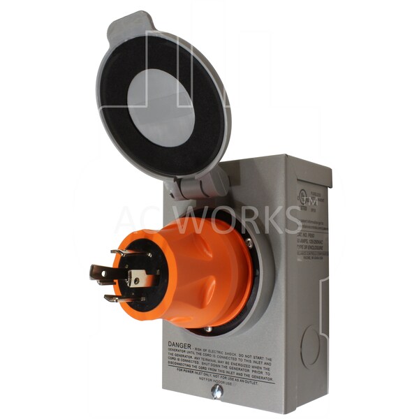 Ac Works Transfer Switch/Temp Power L14-30P 30A 4-Prong Plug to CS6364 50A Connector - ADTEL1430