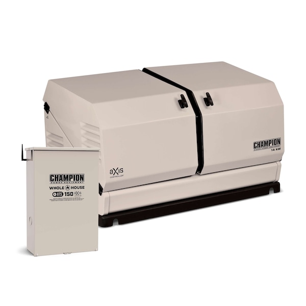 Champion Power Equipment Home Standby Generator, 14-kW, NG or LP Fuel Supply, w/ 150-Amp aXis Automatic Transfer Switch - 100836