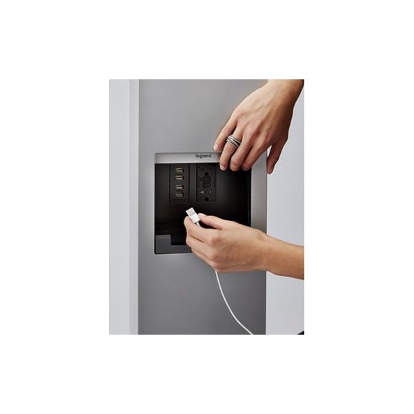 Wiremold Outdoor Charging, Silv, 1 GFCI, 4 USB Port - XCSAL2GRU-SV