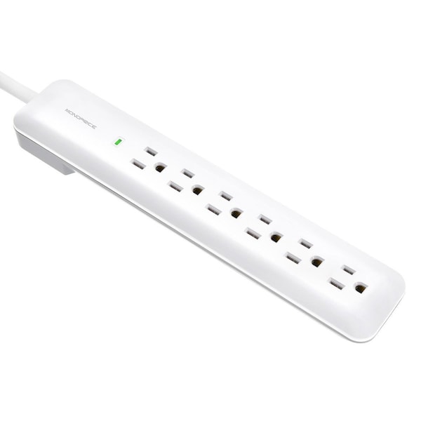 Monoprice 6 Outlet Slim Surge Protector Power Strip - 540 Joules  Clamping Voltage 500V - 9198