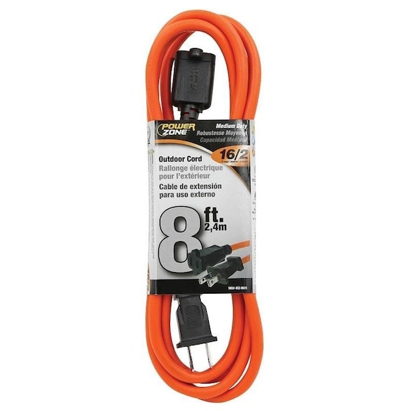Powerzone Extension Cord, 16 AWG, Outdoor, 8 ft - OR481608
