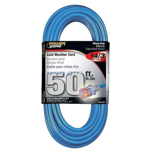 Powerzone Cold Weather Extension Cord, 14 AWG, Outdoor, 50 ft - ORCW511730