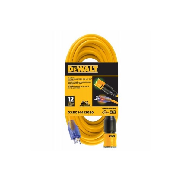 Century Wire & Cable SJTW Locking Extension Cord, 12 AWG, 12/3, 50 ft - DXEC14412050