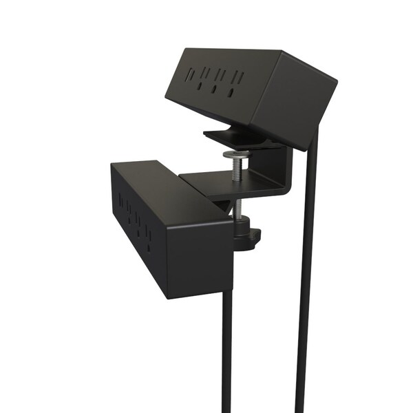 Richelieu Hardware 120 V Dual Clamp-On Power Bar and USB Power Station, Black - 3641313900